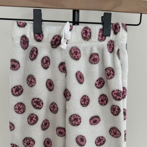 Cozy Kids' White and Pink Donut Print wide leg fleece lounge pants